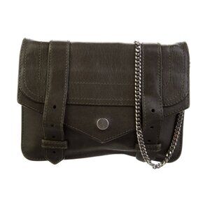 Pre-loved Proenza Schouler PS1 Leather Chain-Link Crossbody Wallet Bag in Gray!